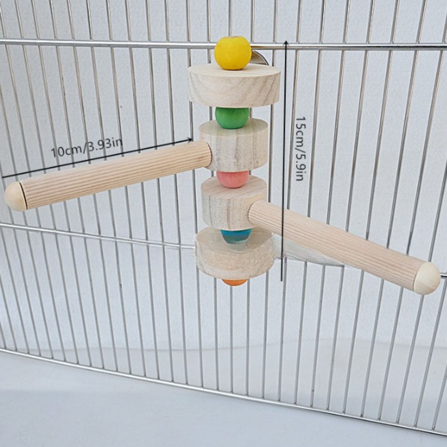 Papegaai Ladder Speelgoed houten ladder met gekleurde kralen en stokken 15cm hoog